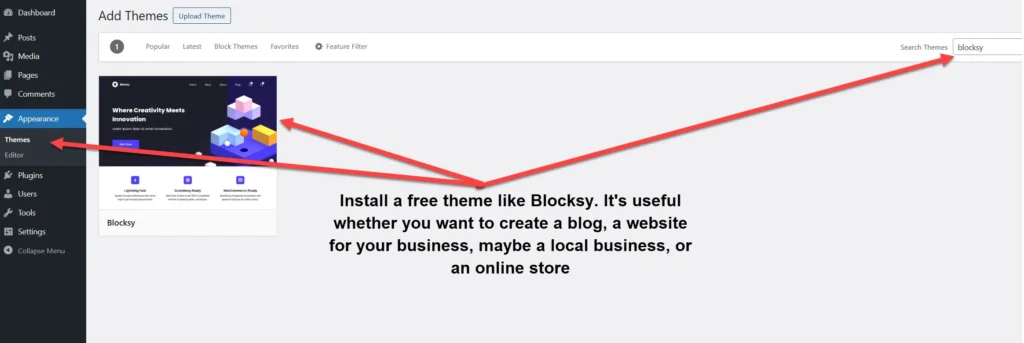 Install a free theme like Blocksy