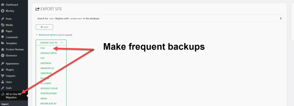 Make frequent backups