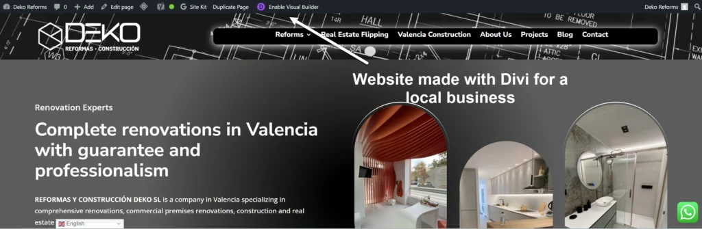 Website made with Divi for a local business